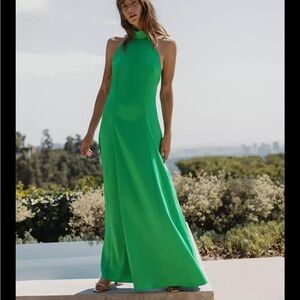 Zara Apple Green Halter Dress